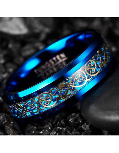 Anillo de Boda VAKKI Dragón Celta 8mm Azul Carburo 10 2