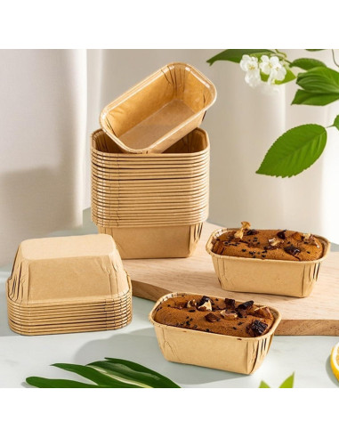 50 Moldes de Pan de Papel Desechables Icyhey 19x8.5 cm
