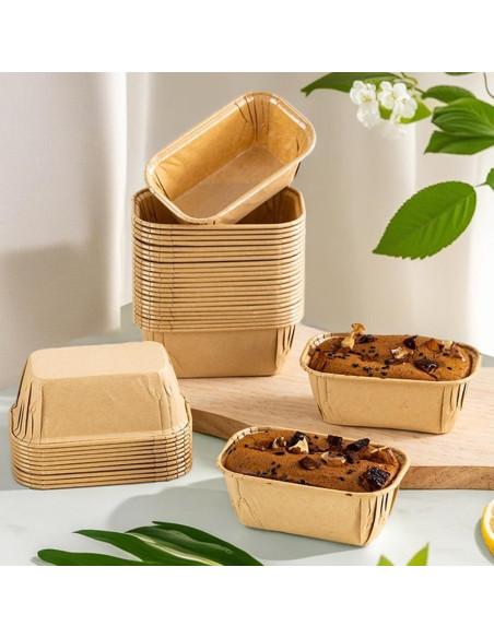 50 Moldes de Pan de Papel Desechables Icyhey 19x8.5 cm