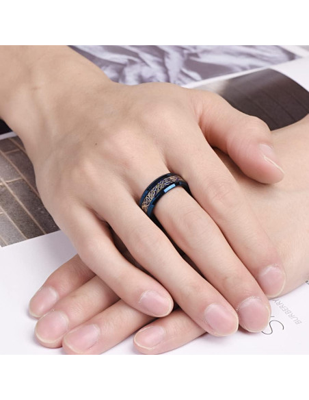Anillo de Boda VAKKI Dragón Celta 8mm Azul Carburo 10