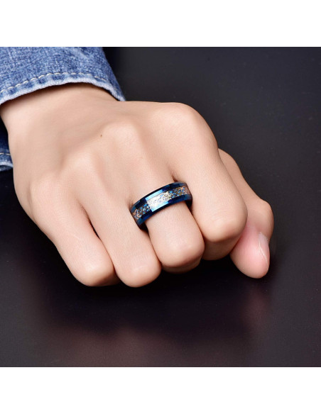 Anillo de Boda VAKKI Dragón Celta 8mm Azul Carburo 10