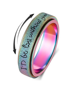 Anillo Fidget Giratorio Arcoíris Acero Inoxidable Tamaños 6-10