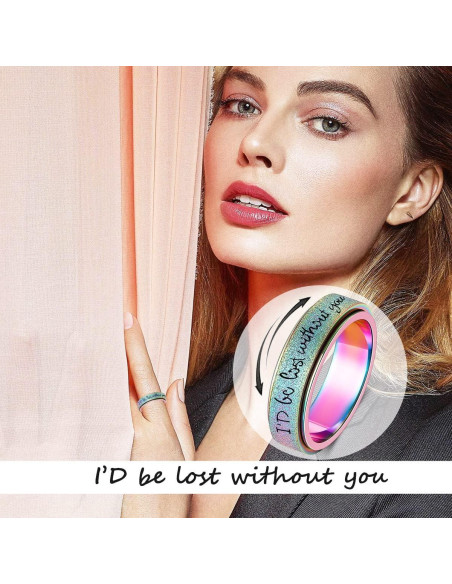 Anillo Fidget Giratorio Arcoíris Acero Inoxidable Tamaños 6-10