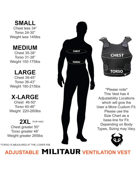 Chaleco de Ventilación Ajustable MILITAUR - Negro Grande