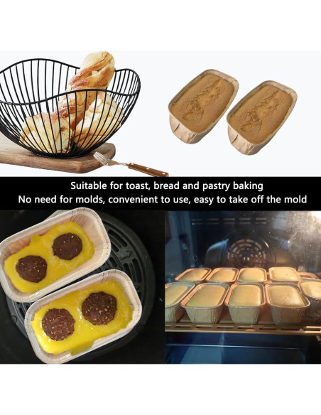 50 Moldes de Pan de Papel Desechables Icyhey 19x8.5 cm