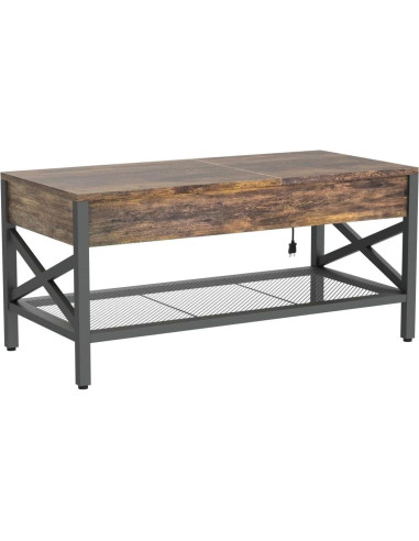 Mesa de café Aheaplus con luz LED y puertos USB, marrón