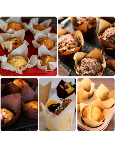 120 Forros de Cupcake Tulipán Neyimqr Papel Pergamino