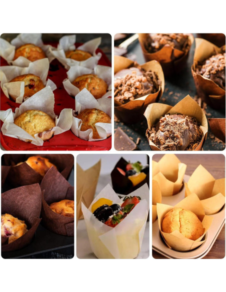 120 Forros de Cupcake Tulipán Neyimqr Papel Pergamino