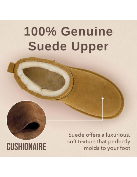 Botas de Nieve CUSHIONAIRE Hip 2 Mujer Ante Castaño