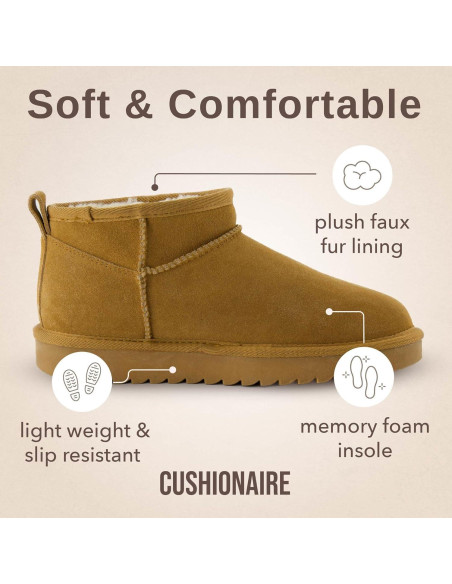Botas de Nieve CUSHIONAIRE Hip 2 Mujer Ante Castaño