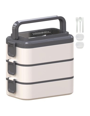Caja Bento Apilable Kenuket 3000ml 3 Capas A Prueba de Fugas