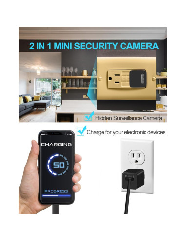 Cámara Oculta Cargador USB isekurity 1080P Detección Movimiento
