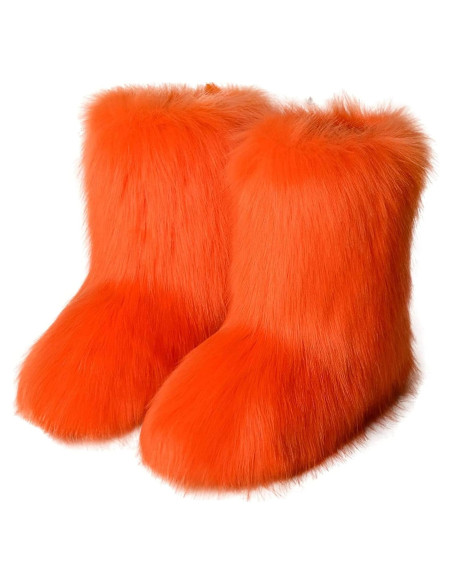Botas de Nieve para Mujeres YESBOR Fluffy Naranja Talla 7