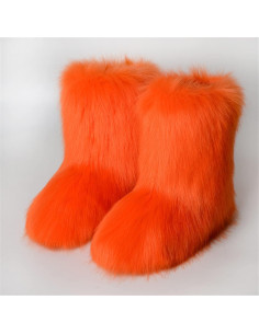 Botas de Nieve para Mujeres YESBOR Fluffy Naranja Talla 7 2
