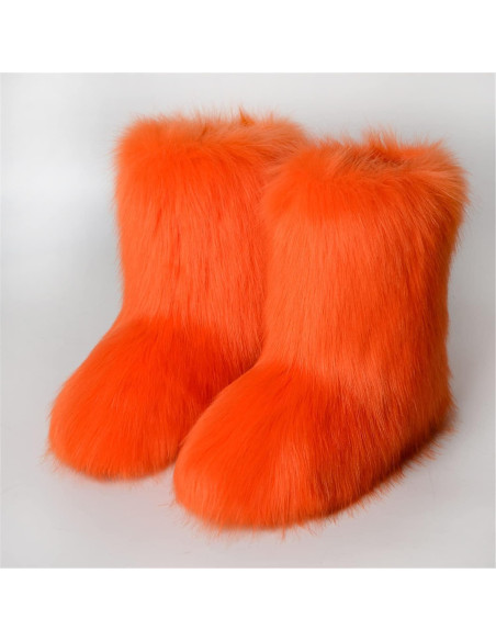 Botas de Nieve para Mujeres YESBOR Fluffy Naranja Talla 7