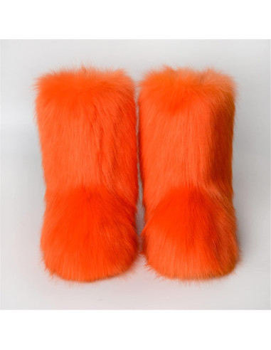 Botas de Nieve para Mujeres YESBOR Fluffy Naranja Talla 7