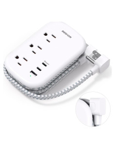 Regleta BESHON 3 Salidas y 3 USB-C, Cable 0.97m