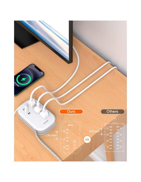 Regleta BESHON 3 Salidas y 3 USB-C, Cable 0.97m