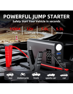 Arrancador de Batería IDEAPLAY J8 1500A Cargador Portátil 2