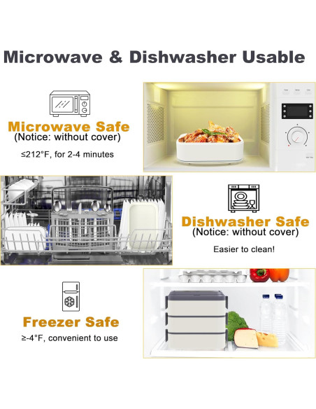 Caja Bento Apilable Kenuket 3000ml 3 Capas A Prueba de Fugas