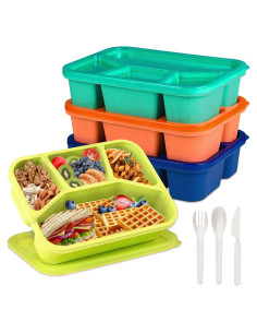 Contenedores Bento BIEOFFEI 4 Compartimentos Reutilizables 1000ml