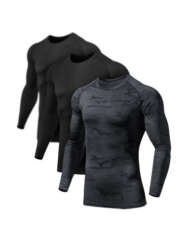 Camiseta de Compresión ATHLIO Manga Larga UPF 50+ Hombre