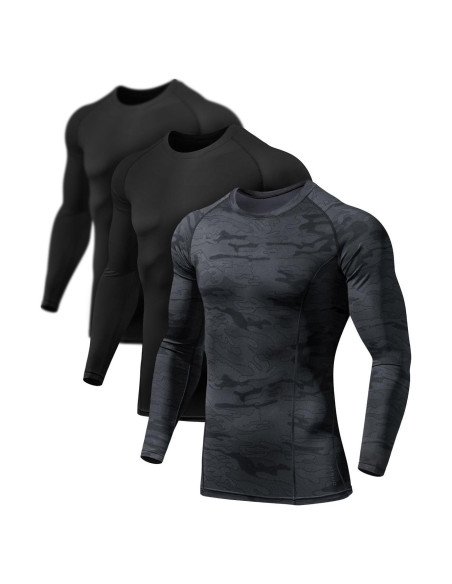 Camiseta de Compresión ATHLIO Manga Larga UPF 50+ Hombre