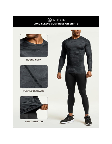 Camiseta de Compresión ATHLIO Manga Larga UPF 50+ Hombre