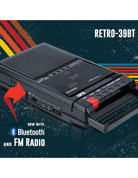 Grabadora de Cinta QFX RETRO-39 USB con Altavoz y Radio FM