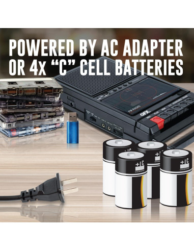 Grabadora de Cinta QFX RETRO-39 USB con Altavoz y Radio FM