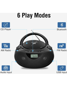 Reproductor de CD Boombox Nextron CB-500BT Bluetooth USB 2