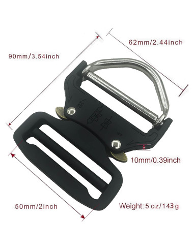 Hebilla D-Ring Táctica Metal 7.9cm 1.25" Ancho