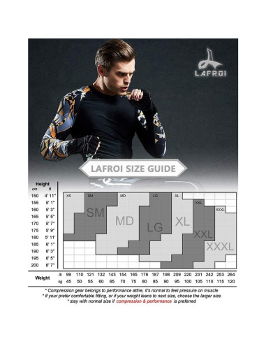 Camiseta de Compresión LAFROI Manga Larga UPF 50+ Hombre