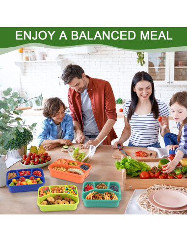 Contenedores Bento BIEOFFEI 4 Compartimentos Reutilizables 1000ml