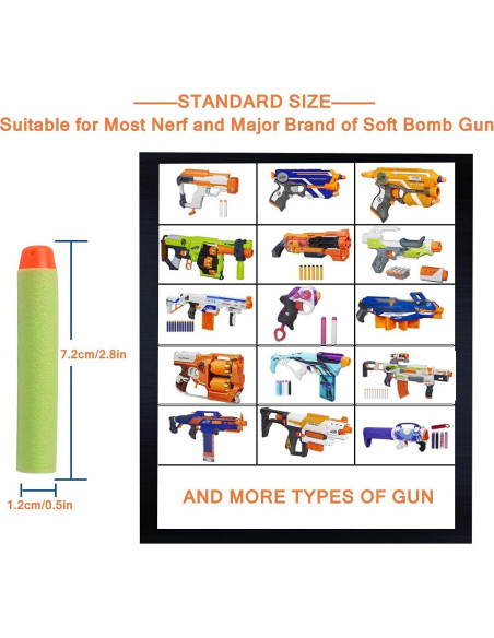 Recarga Dardos AMOSTING 100PCS para Nerf Elite 2.0 Verde