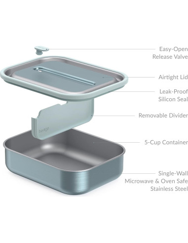 Fiambrera Bentgo MicroSteel a Prueba de Fugas 1200 mL Aqua
