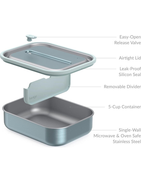 Fiambrera Bentgo MicroSteel a Prueba de Fugas 1200 mL Aqua