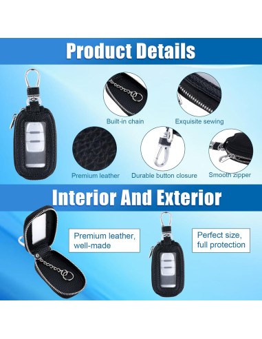 Funda Universal de Llave de Coche de Cuero PU Negra