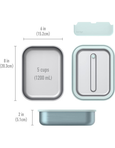 Fiambrera Bentgo MicroSteel a Prueba de Fugas 1200 mL Aqua