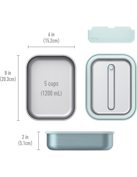 Fiambrera Bentgo MicroSteel a Prueba de Fugas 1200 mL Aqua