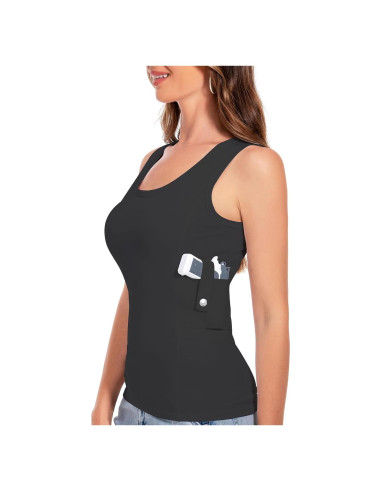 Top de tanque oculto Libosheng XS Negro - Camiseta táctica