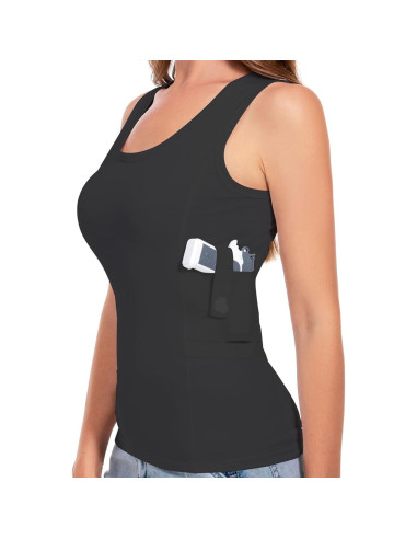 Top de tanque oculto Libosheng XS Negro - Camiseta táctica