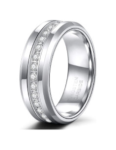 Anillos de Boda TRUMIUM Tungsteno 6mm 8mm Plata Circonita