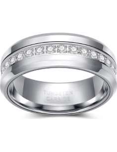 Anillos de Boda TRUMIUM Tungsteno 6mm 8mm Plata Circonita 2