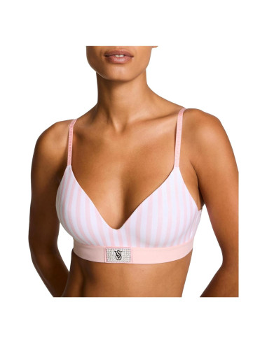 Sostén sin aros Victoria's Secret 32C acolchado rayas rosas