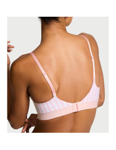 Sostén sin aros Victoria's Secret 32C acolchado rayas rosas 2