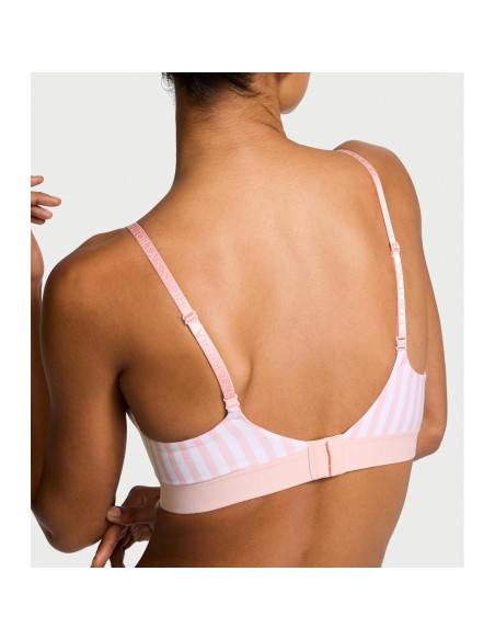 Sostén sin aros Victoria's Secret 32C acolchado rayas rosas