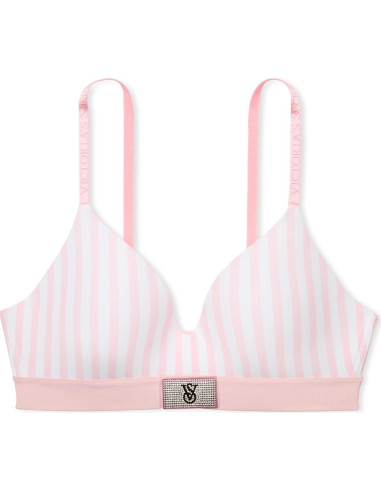 Sostén sin aros Victoria's Secret 32C acolchado rayas rosas
