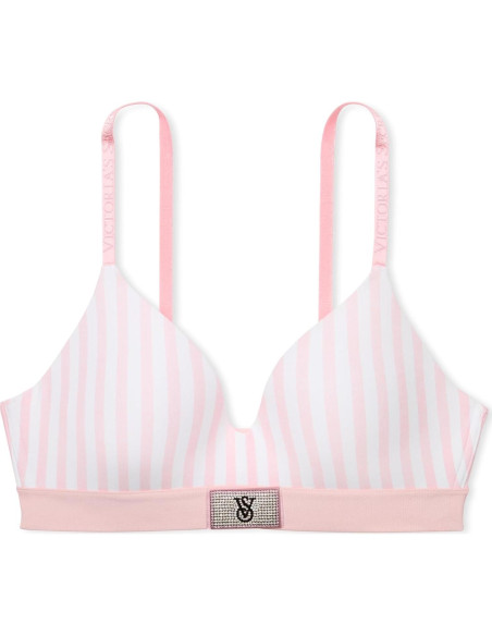 Sostén sin aros Victoria's Secret 32C acolchado rayas rosas