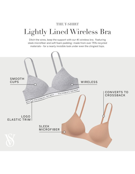 Sostén sin aros Victoria's Secret 32C acolchado rayas rosas